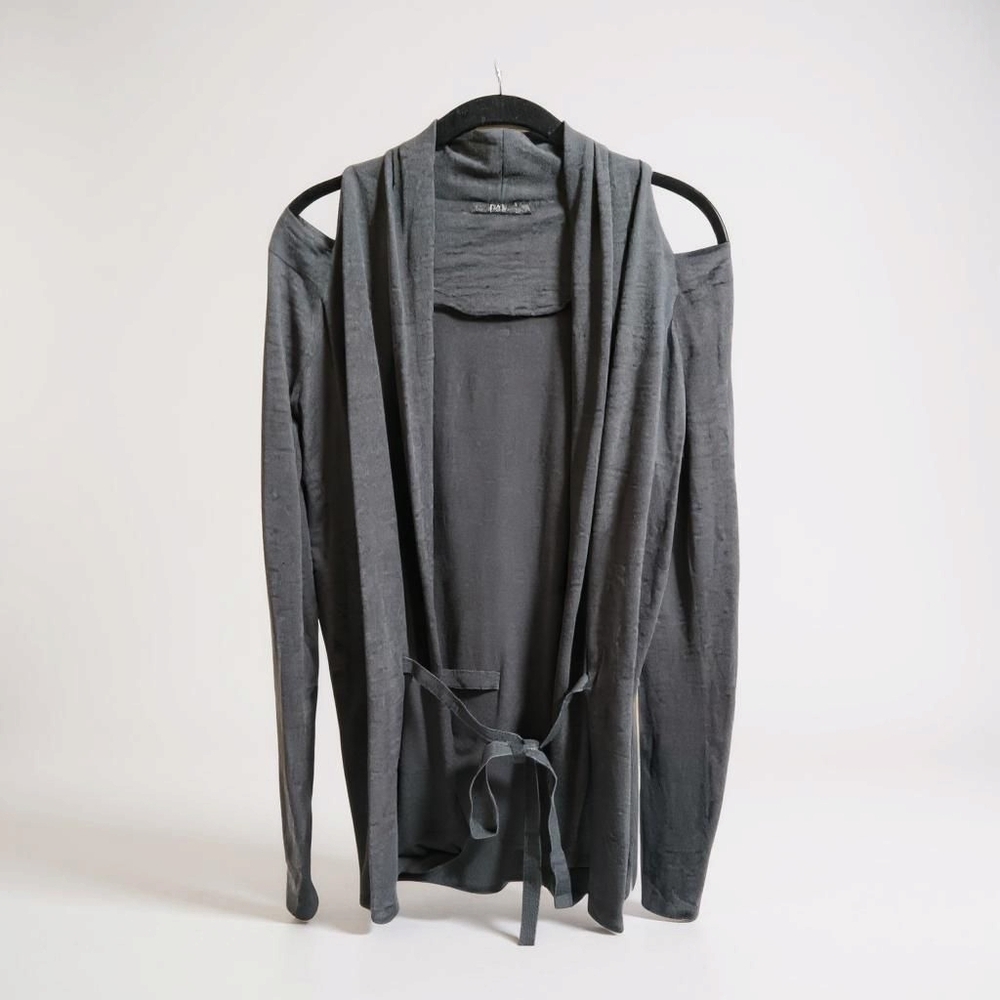 COS Chic Unique Open Front Cold Shoulder Cardigan in Black